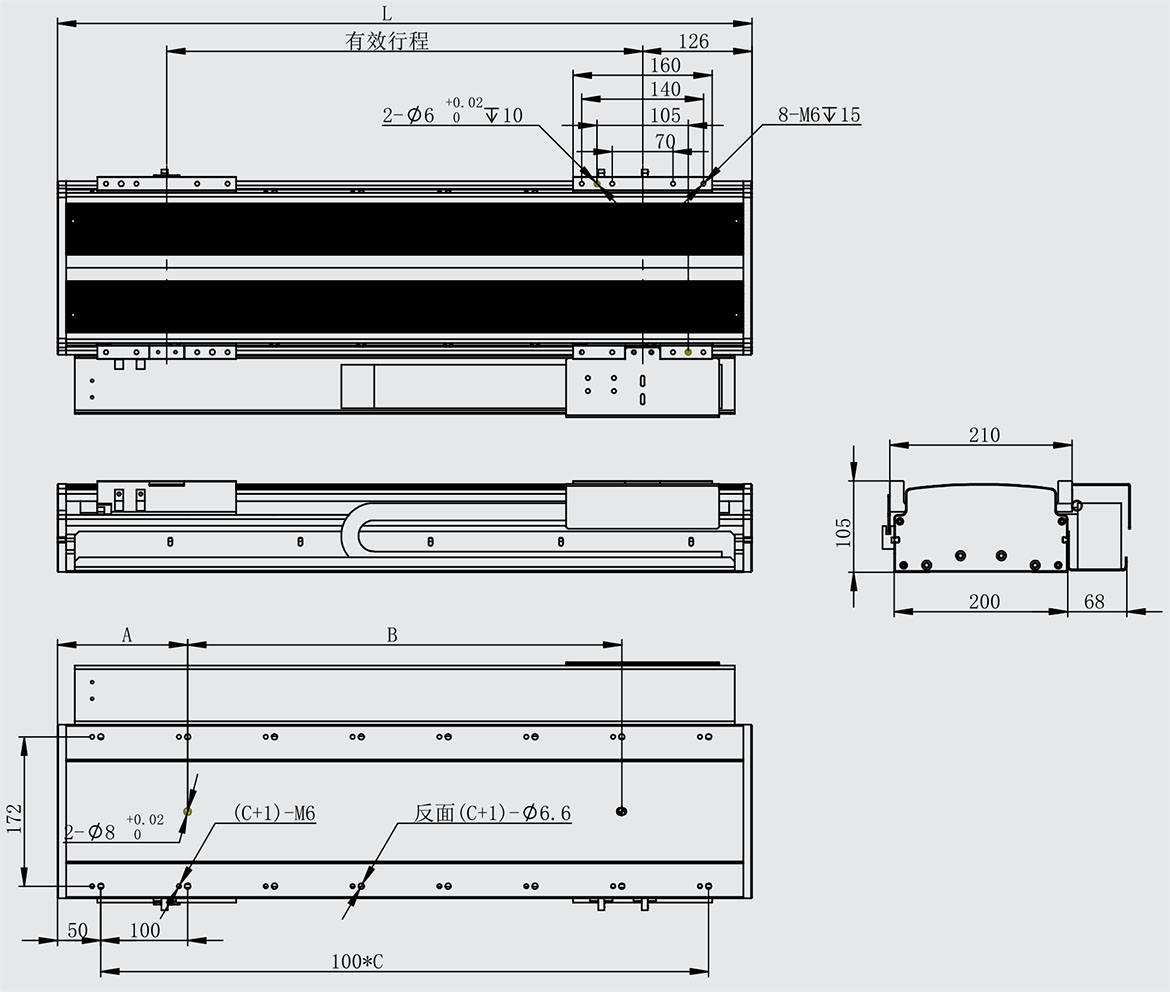 XSK180P系列直線電機模組型號尺寸參數圖紙 XSK180P系列直線電機模組型號尺寸參數圖紙